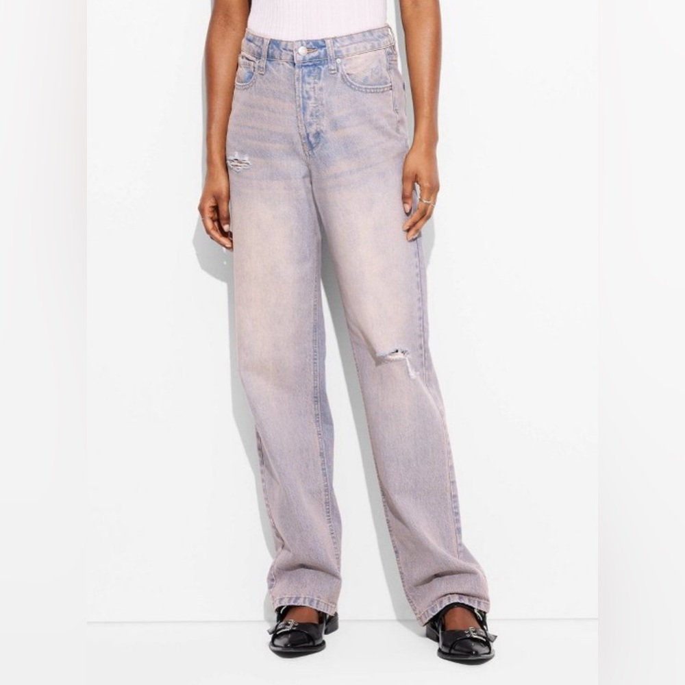 Women's High-Rise Straight Jeans - Wild Fablem Pink Tinted Wash Size 8